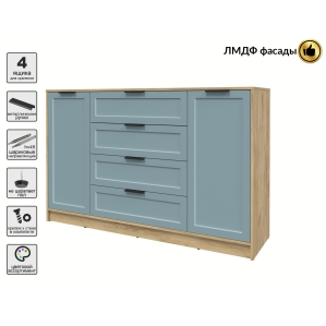 Тумба Тренд КТ-Т160 (Дуб золотой ЛДСП/ Океан ЛМДФ) Ш1600 В1020 Г451